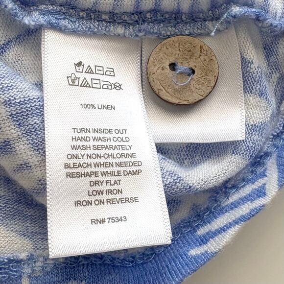 Joie 100% Linen Boho Printed Top Medium Wood Buttons Coastal Beach Vacation - Picture 5 of 7